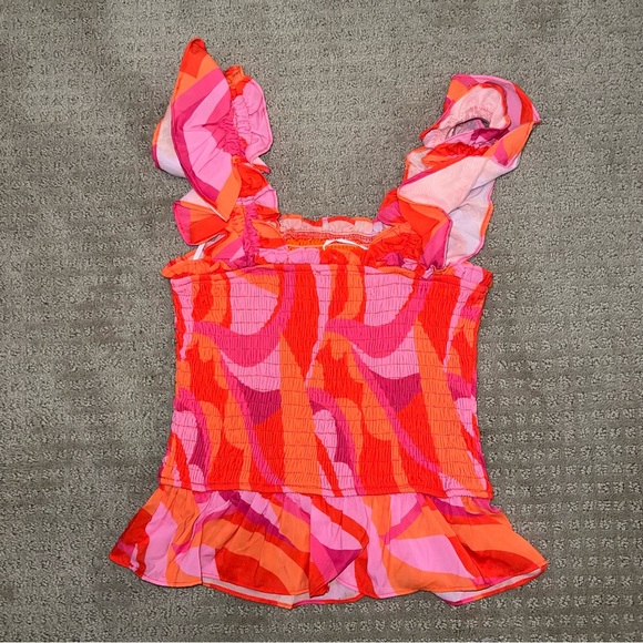 TCEC Smoked Ruffled Multi Colored Tank Top Size Small - Picture 7 of 7